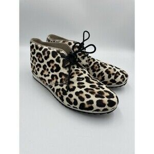 BODEN Booties Ashbourne Leopard Print Calf Hair Size 8 EU 38